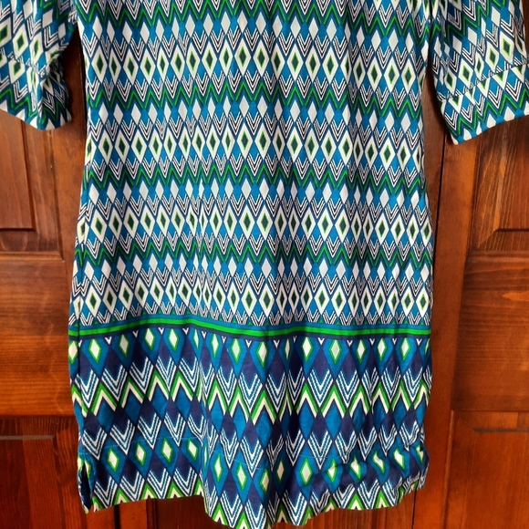 Hatley 100% Cotton Geometric Pattern Elbow Length Sleeve Midi Dress Size M - Picture 12 of 12